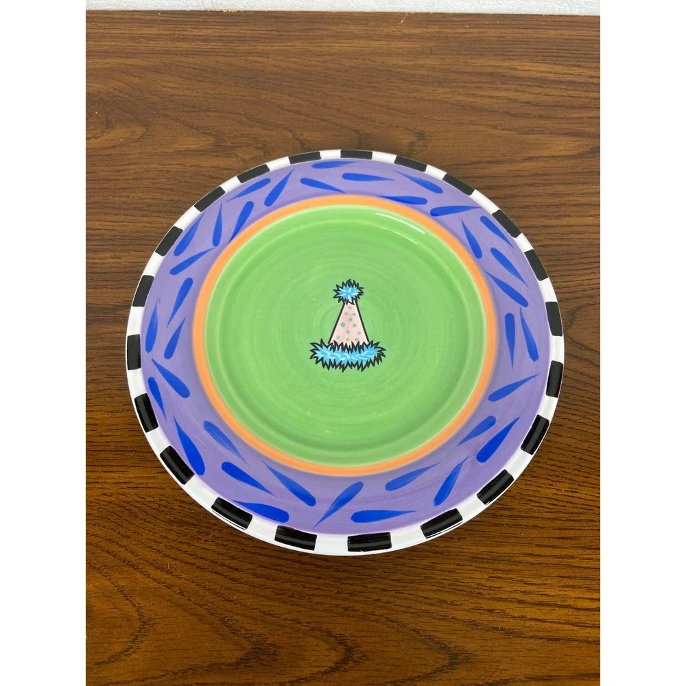 Outta Hand Amy Hetrick Party Plates Set of 4 Colorful Birthday‎ Celebration VTG